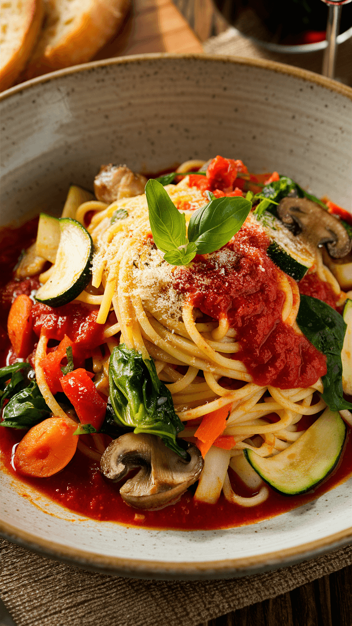 Pasta with Marinara Sauce and Vegetables Recipe