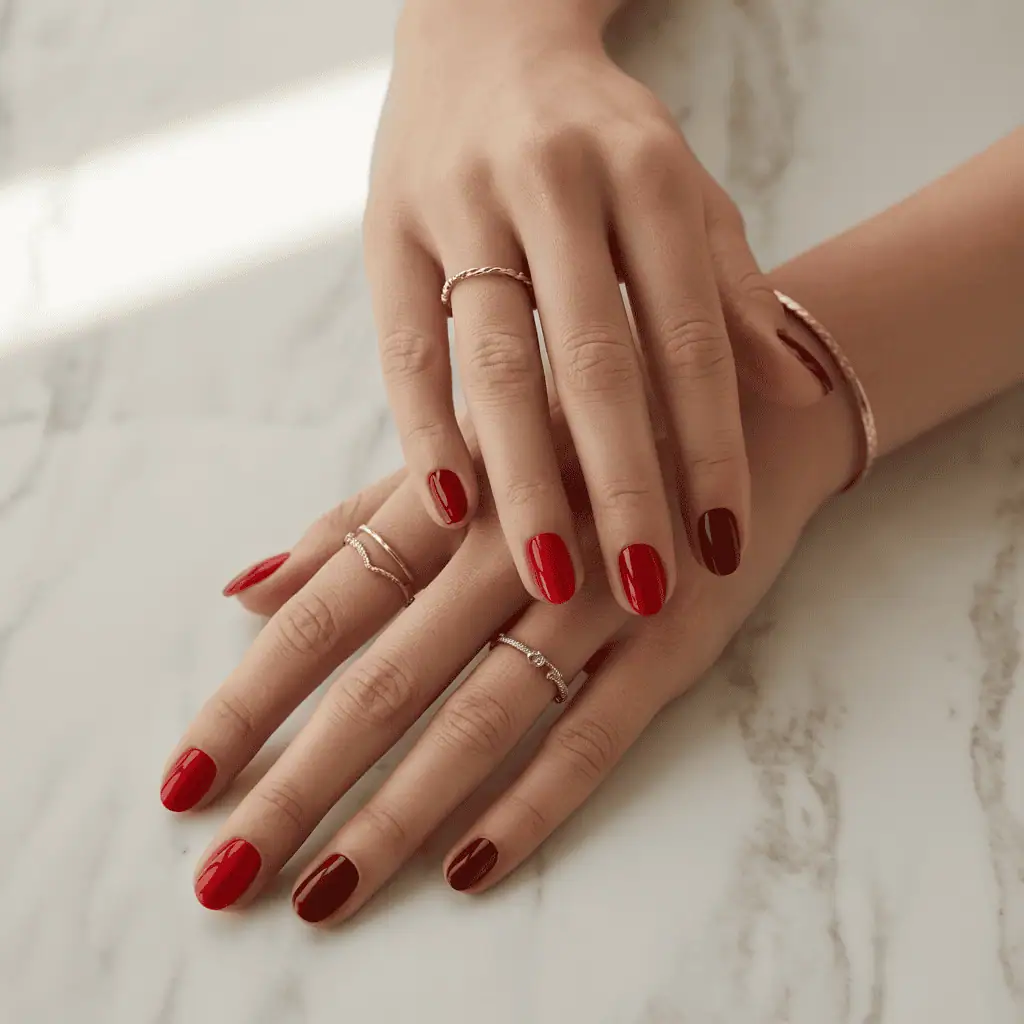 Pillar Box Red On Short Square Nails