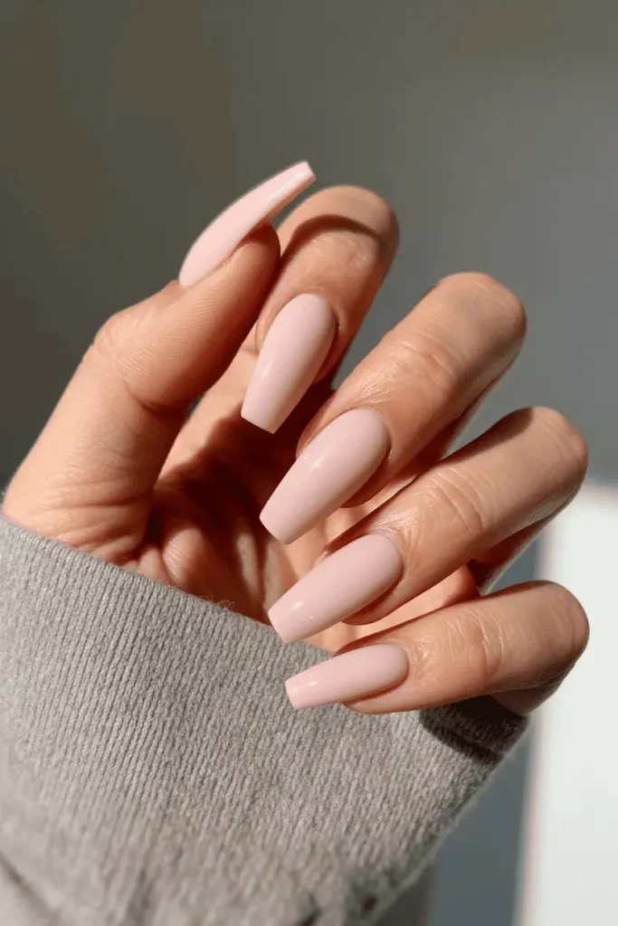 Blush Pink Matte Coffin Nails