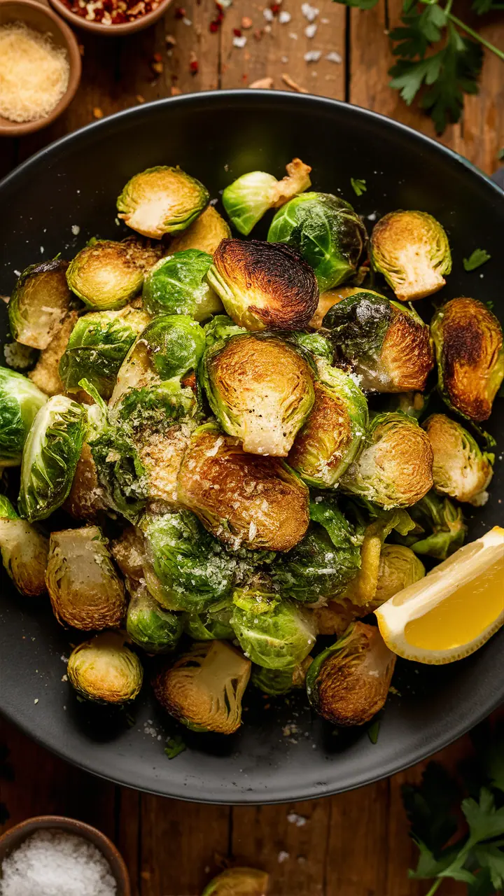 Crispy Air-Fried Brussels Sprouts with Parmesan