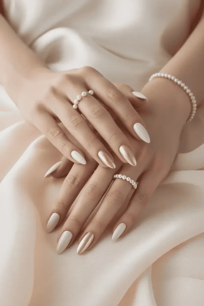 Ivory to Champagne Ombre on Almond Nails