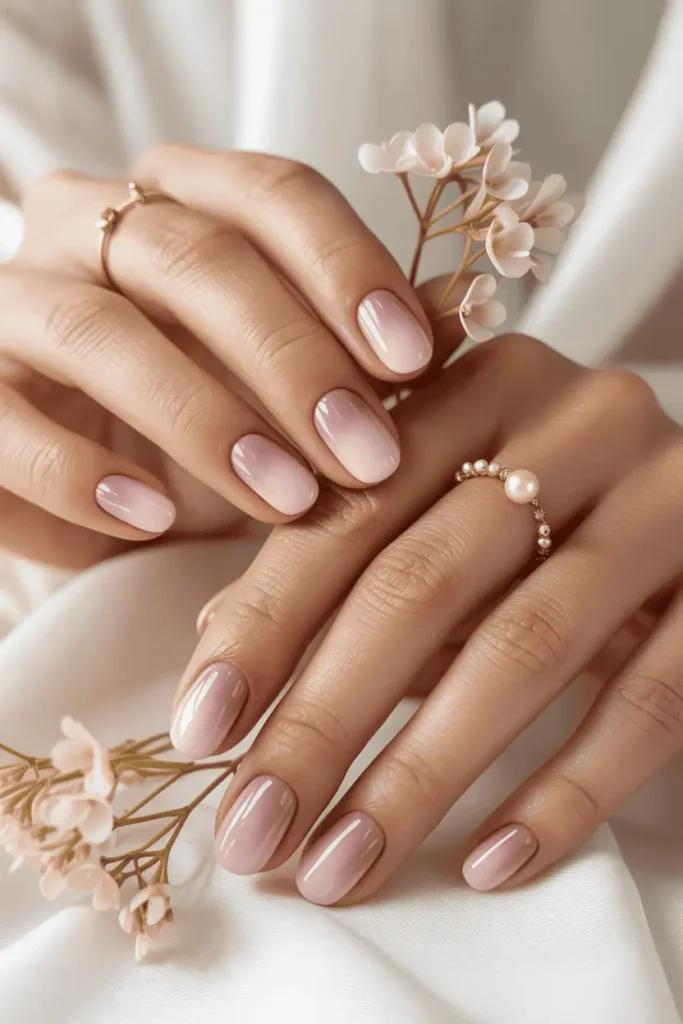 Blush Pink to Mauve Ombre on Squoval Nails