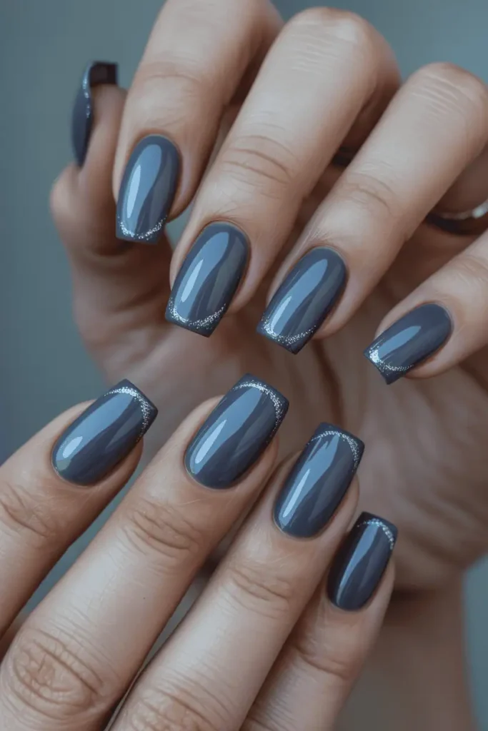 Slate Gray with Silver Glitter