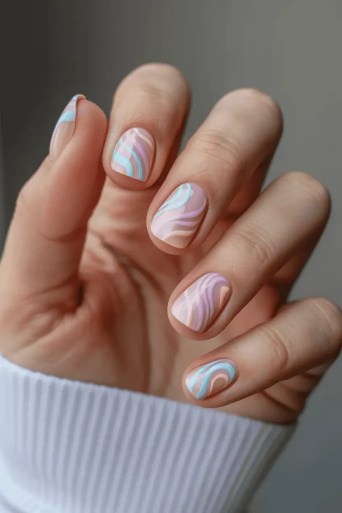 Pastel Swirl Nails
