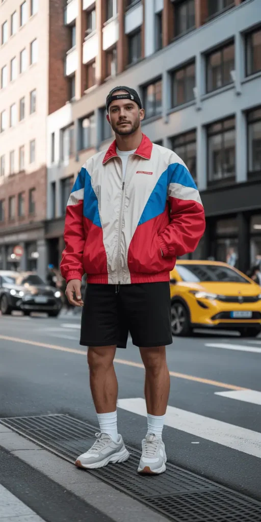 Sporty Spice: Track Jacket + Biker Shorts + Cap