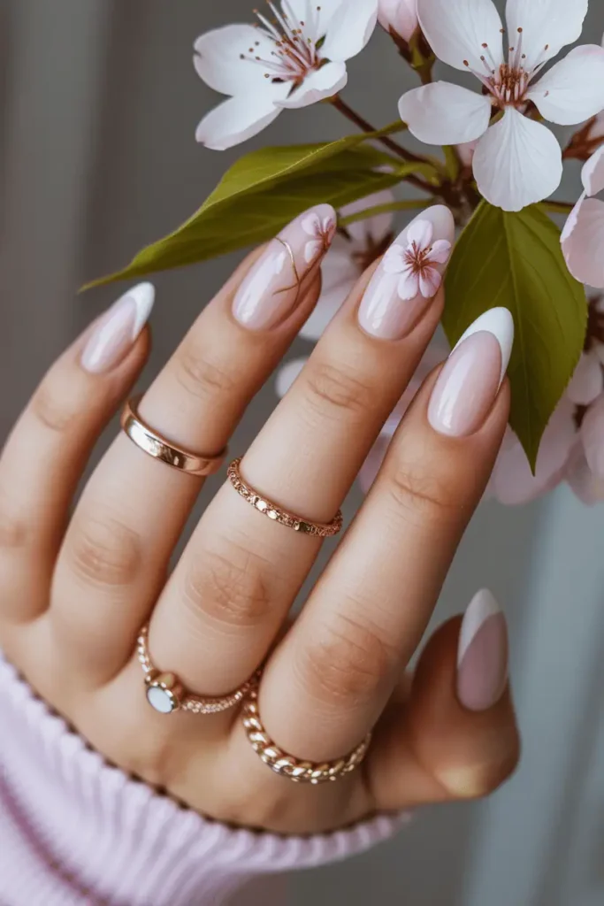 Cherry Blossom Pink Almond Nails