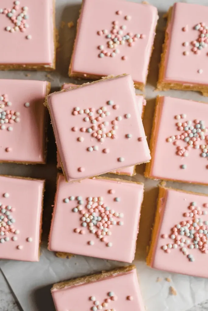 “easter sugar cookie bars topped with pastel icing and sprinkles, cut into squares, bright spring lighting, homemade dessert look, professional food photography, photorealistic, no text, vertical 2:3”