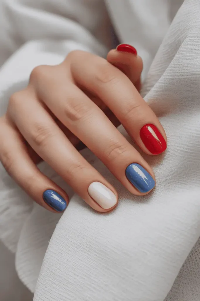 Subtle Shimmer Patriotic Nails