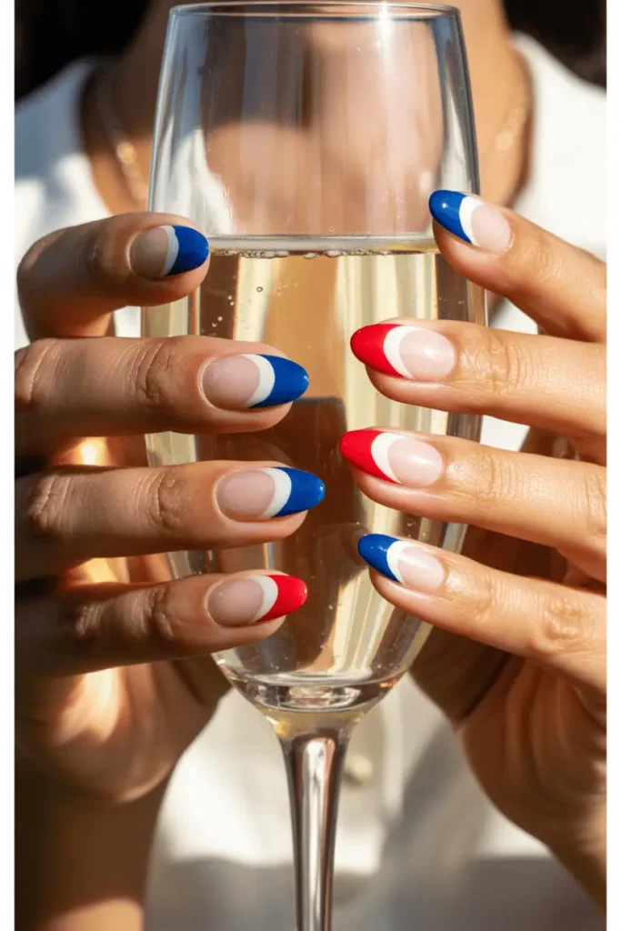 Patriotic Half-Moon Manicure