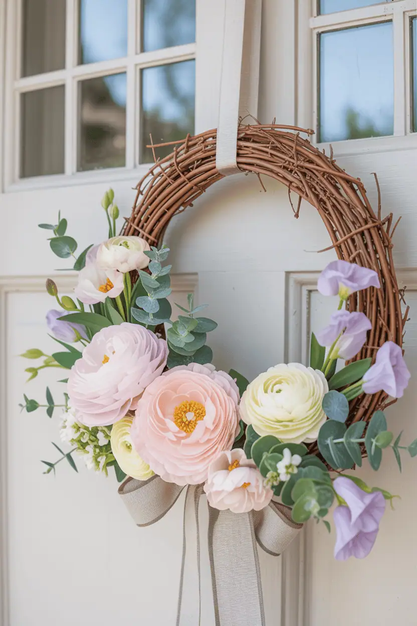 DIY Easter Wreaths in Soft Pastel Shades for Spring