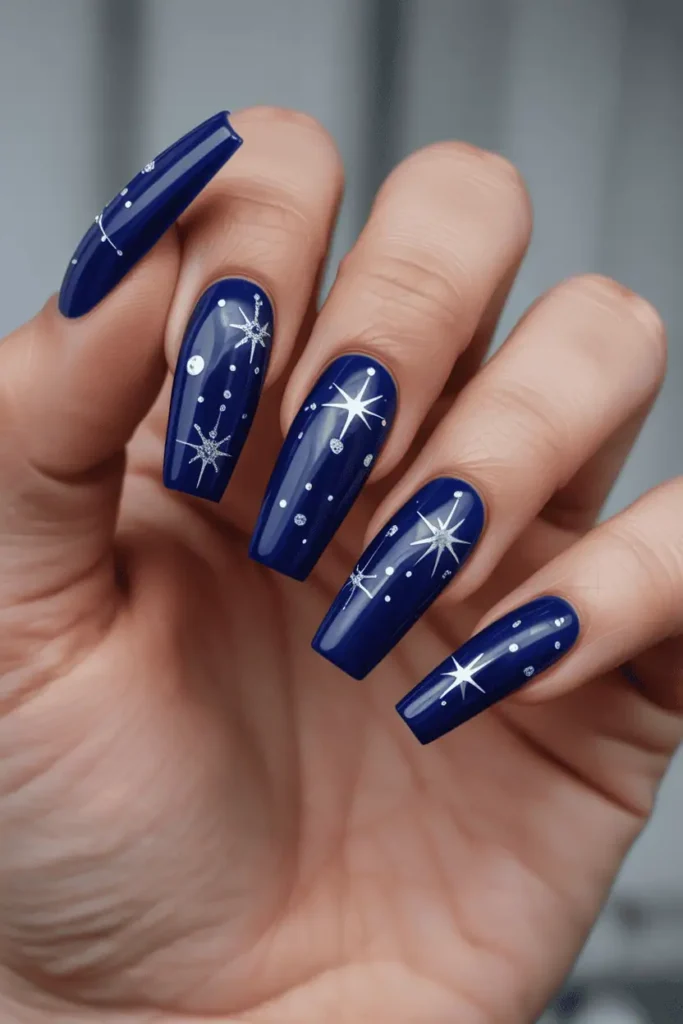 Midnight Blue with Silver Stars