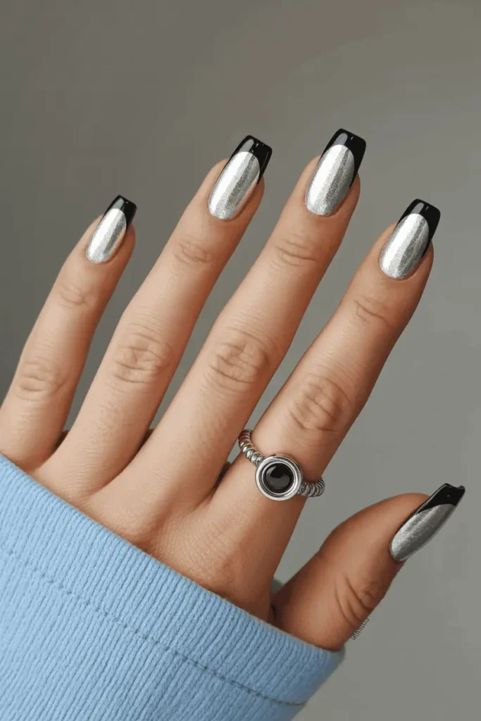 Silver Cat Eye with Black Tips