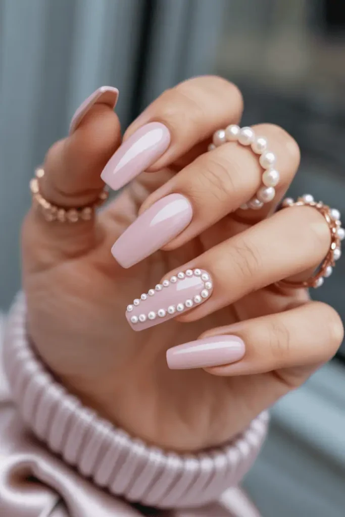 Ballet Slipper Pink with Pearl Accents