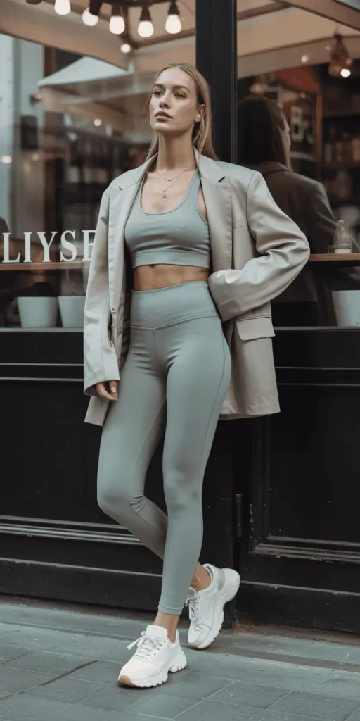 Athleisure Elevated: Matching Set + Oversized Blazer