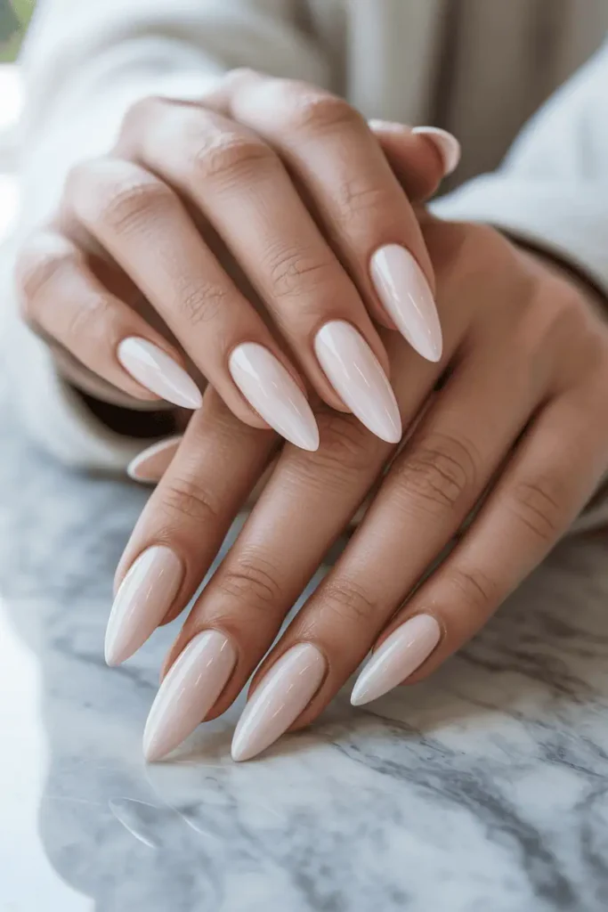 Porcelain White Stilettos with Nude Underside