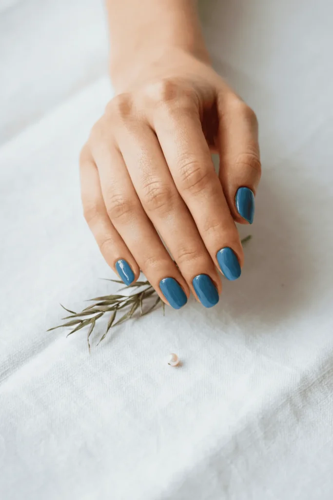 Sky Blue to Navy Ombre on Square Nails