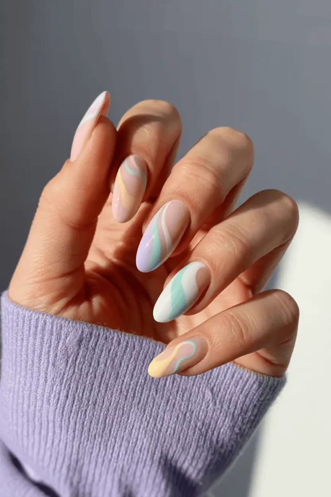 Pastel Swirl Birthday Nails