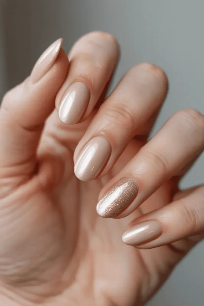 Champagne Cat Eye on Squoval Nails