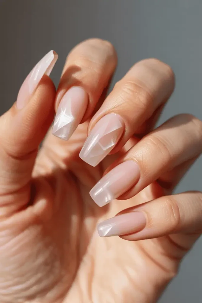 Rose Quartz Coffin Nails