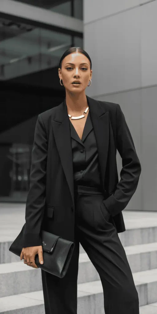 Minimalist Monochrome: All-Black Matching Set
