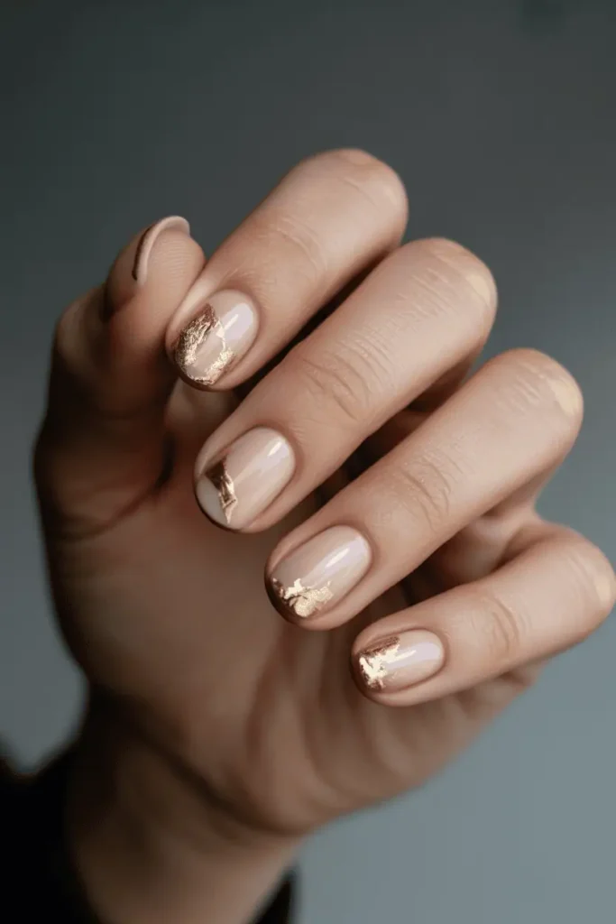 Gold Foil Abstract Birthday Nails
