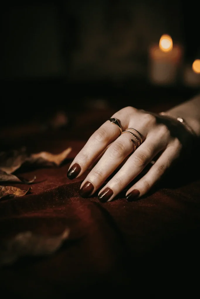 Burgundy to Black Ombre on Square Nails
