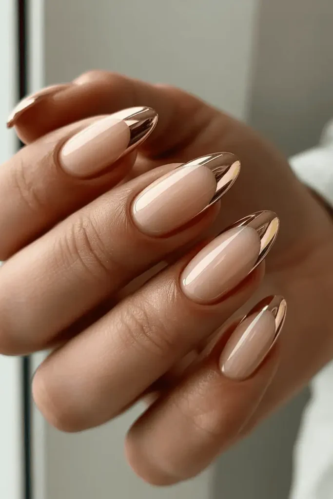 Gold Chrome French Tips
