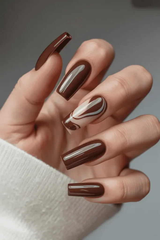Chocolate Brown with Nude Swirls