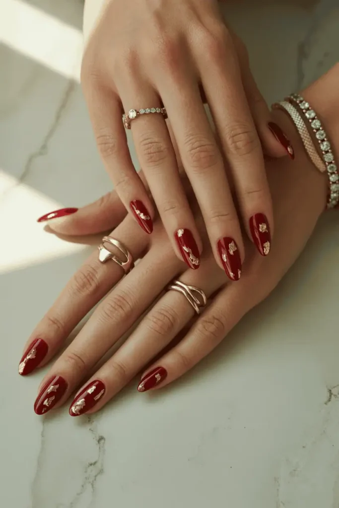 Crimson Red With Gold Foil