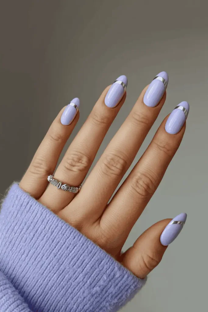 Lavender Cat Eye on Oval Nails