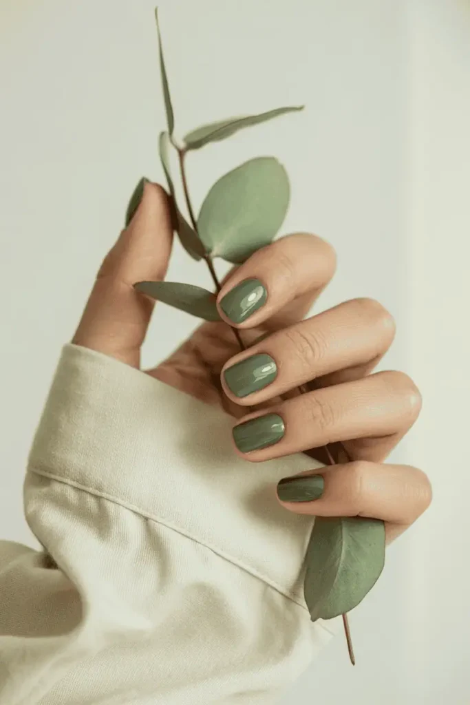 Sage Green Clean Girl Nails