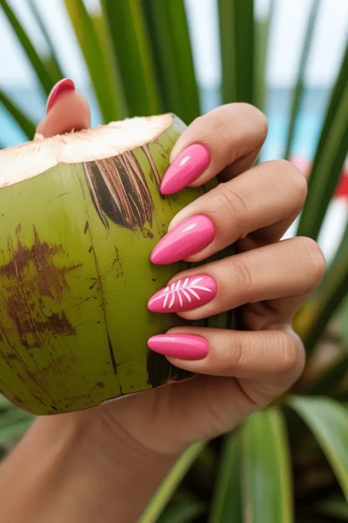 Tropical Pink with Palm Leaf Accents