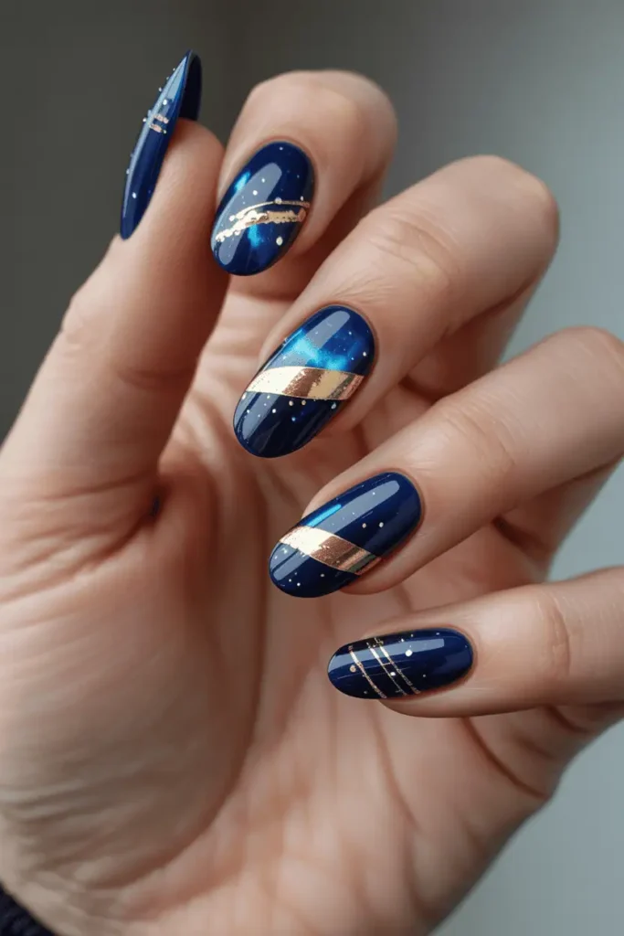 Midnight Blue Cat Eye with Gold Flakes