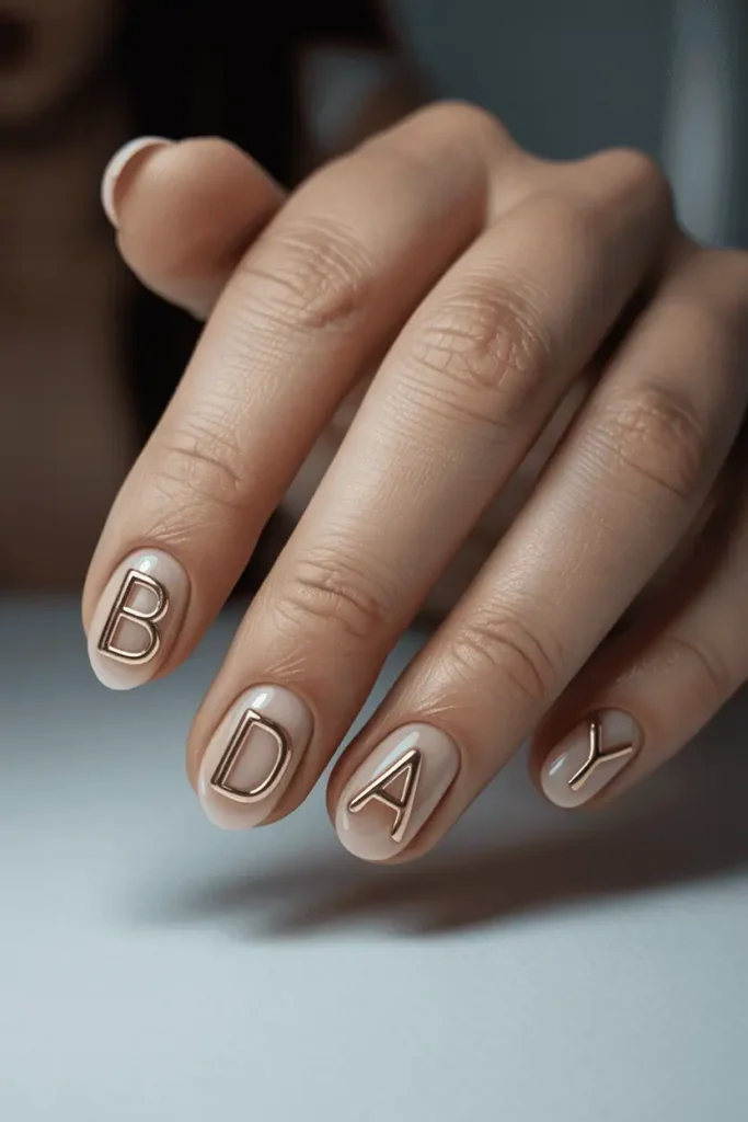 "Birthday Girl" Letter Nails