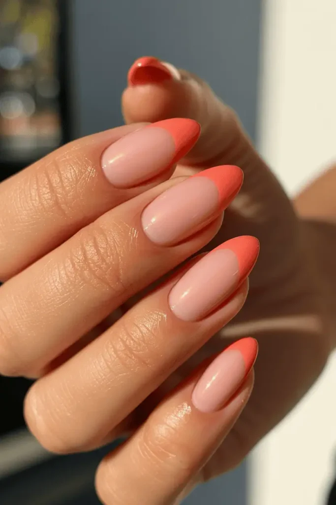 Peachy Pink Almond Nails