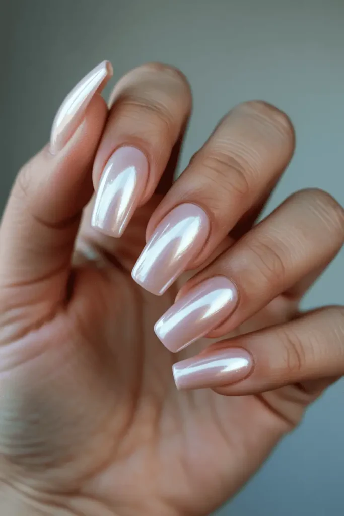 Glazed Donut Chrome Coffin Nails