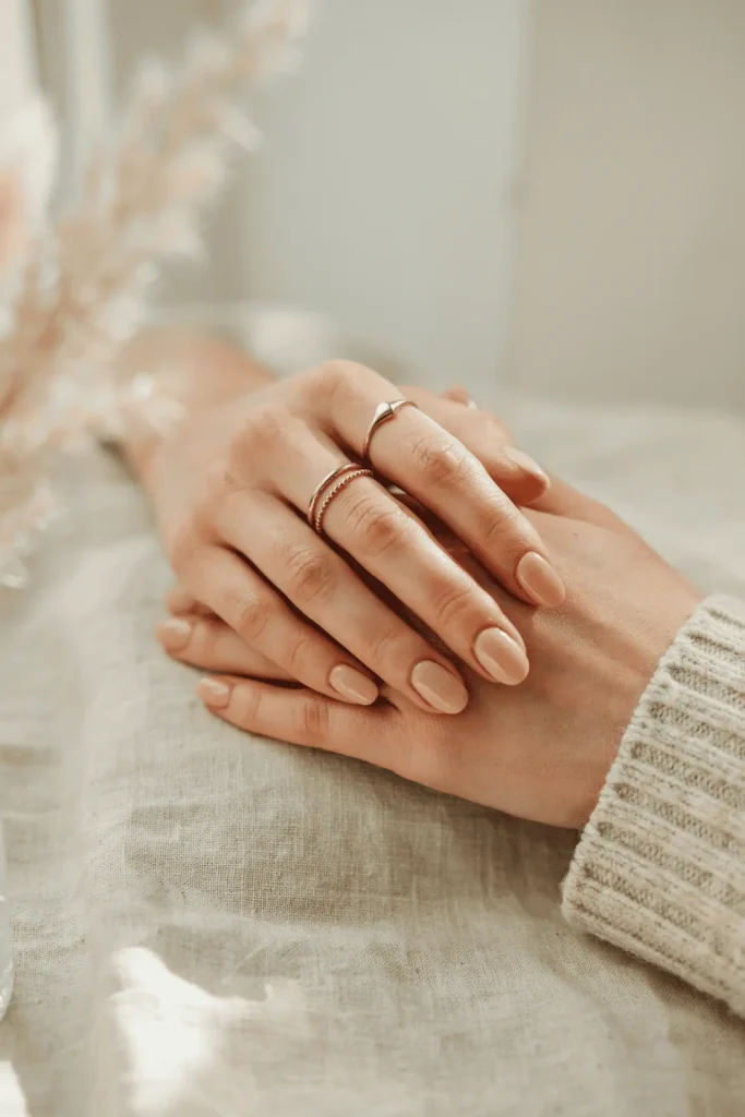 Dusty Rose to Nude Ombre on Almond Nails