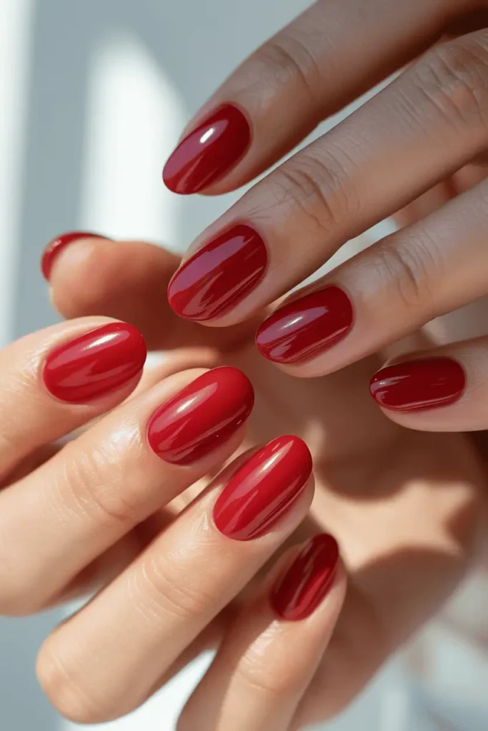 Matte Scarlet On Short Square Nails