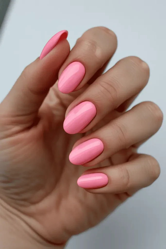 Bubblegum Pink Oval Nails