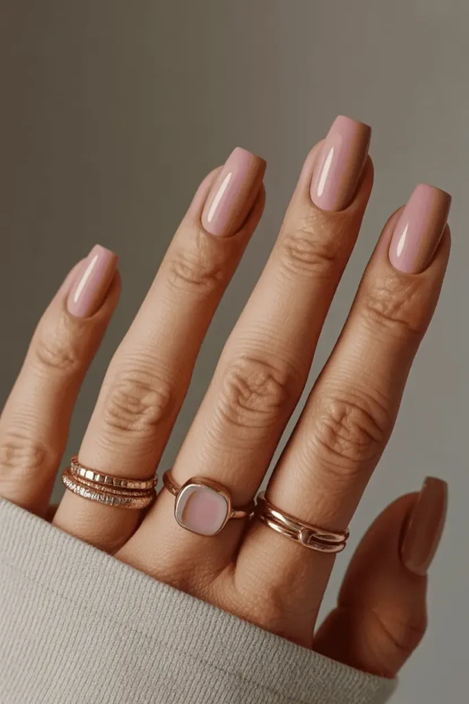 Dusty Rose Square Nails