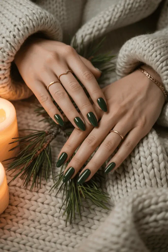 Forest Green Gel Nails