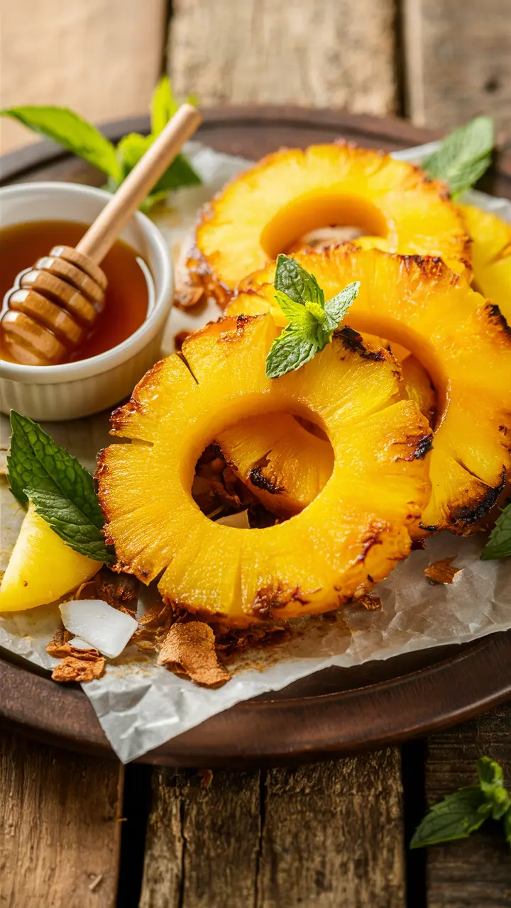 Air-Fried Pineapple with Honey Drizzle