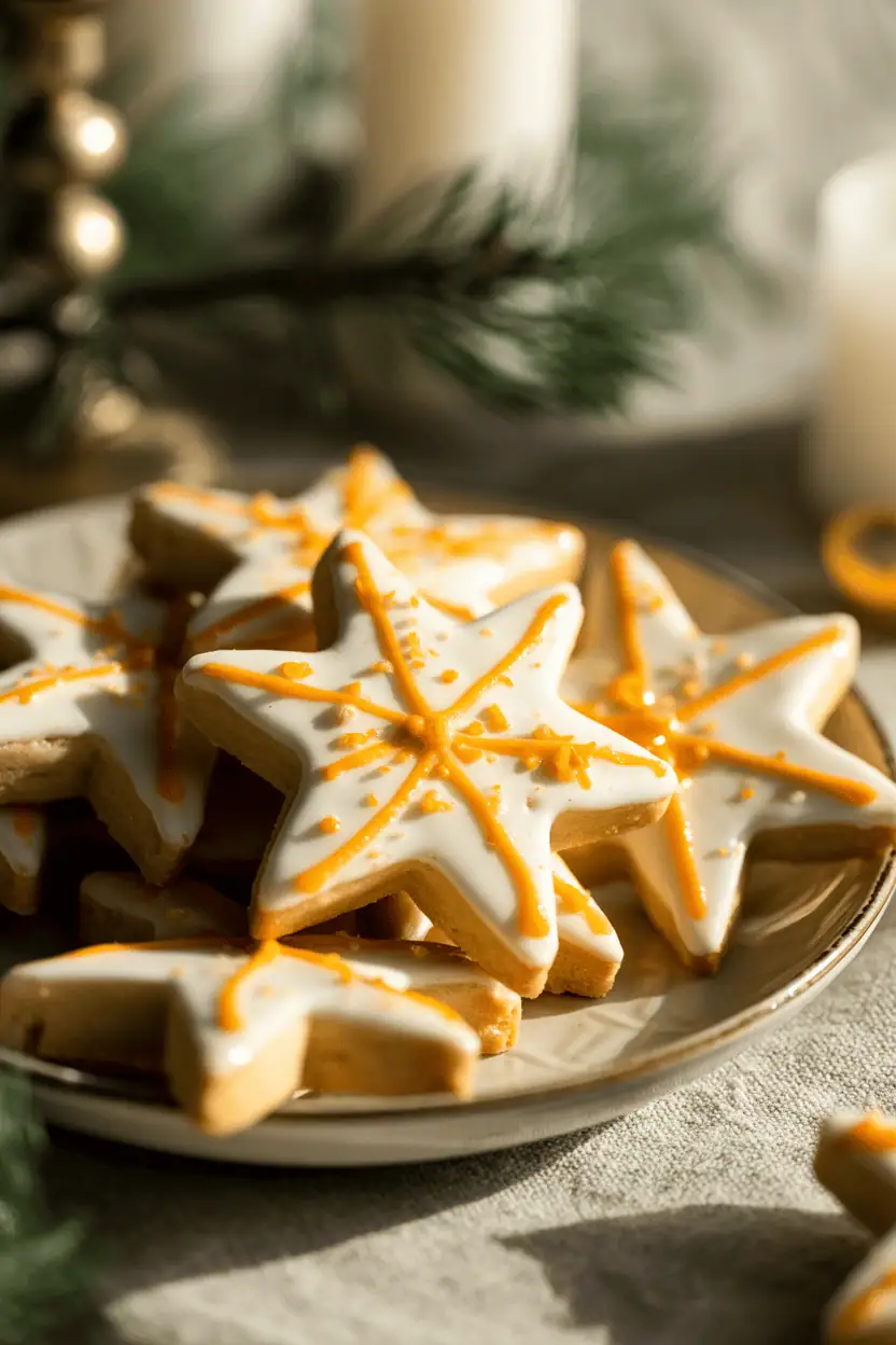 Orange Glazed Shortbread Stars