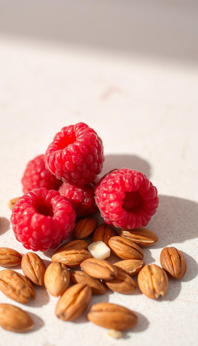 Raspberry Almond Muffins with Sliced Almonds
