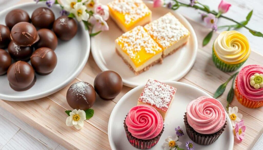 chocolate truffles, lemon bars, mini cupcakes chocolate truffles, lemon bars, mini cupcakes