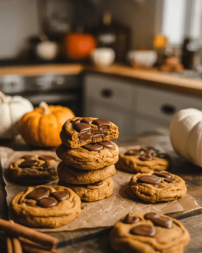 Soft & Chewy Pumpkin Chocolate Chip Cookies